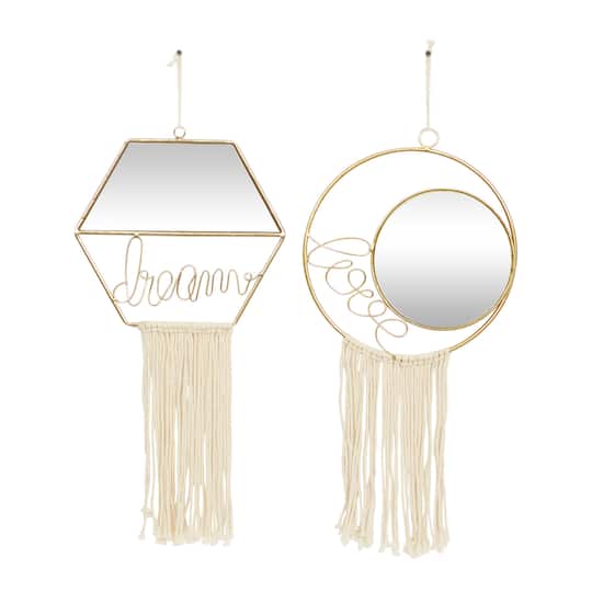 Gold Metal Contemporary Hanging Wall Mirrors Set